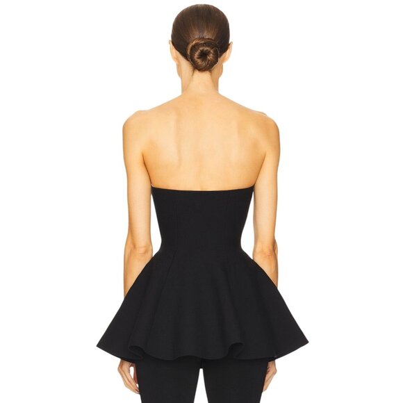 Helsa Maude Knit Top in Black Small New Womens Peplum Strapless Tube - Picture 3 of 13